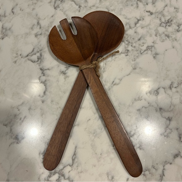 ‼️Walnut Wooden Salad Severs - Spoon and Fork‼️ - Picture 1 of 3